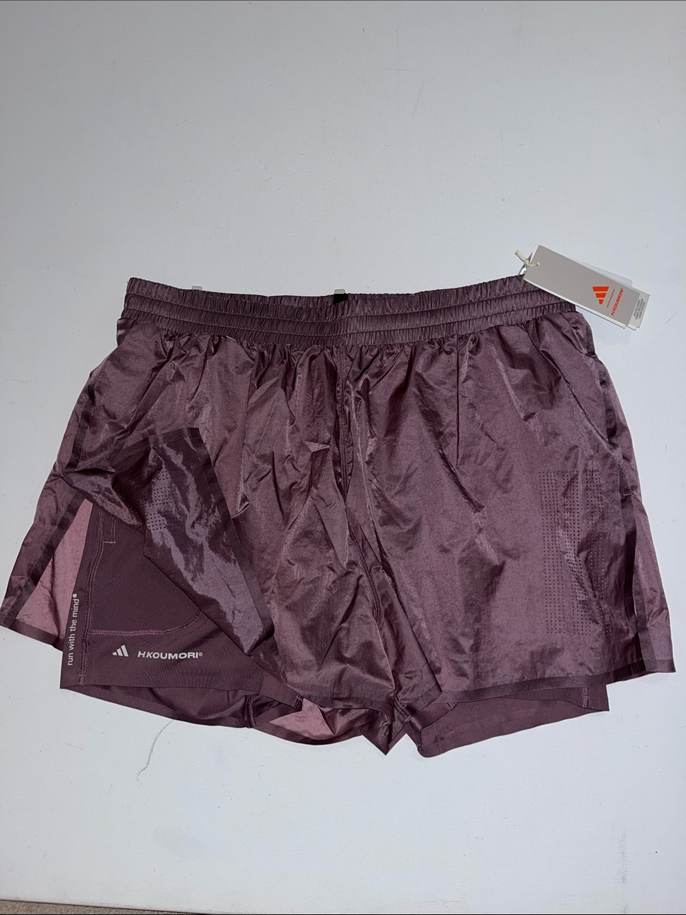Adidas Hermanos Koumori Running Shorts Mens 2XL 2 in 1 KB8431 purple fig 5" $75